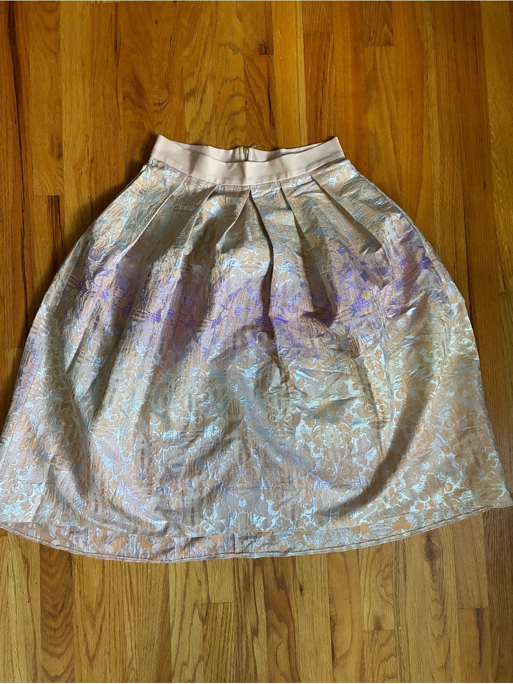 Women's Pastel Brocade Circle Skirt - Light Pink